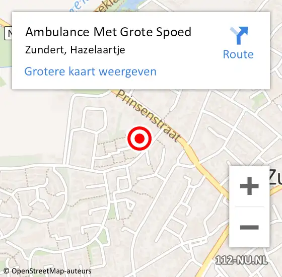 Locatie op kaart van de 112 melding: Ambulance Met Grote Spoed Naar Zundert, Hazelaartje op 13 november 2017 17:06