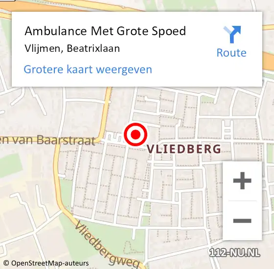 Locatie op kaart van de 112 melding: Ambulance Met Grote Spoed Naar Vlijmen, Beatrixlaan op 13 november 2017 17:15