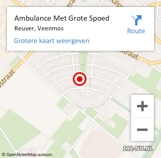 Locatie op kaart van de 112 melding: Ambulance Met Grote Spoed Naar Reuver, Veenmos op 6 februari 2014 21:10