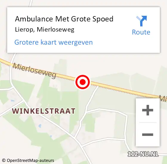 Locatie op kaart van de 112 melding: Ambulance Met Grote Spoed Naar Lierop, Mierloseweg op 13 november 2017 17:38