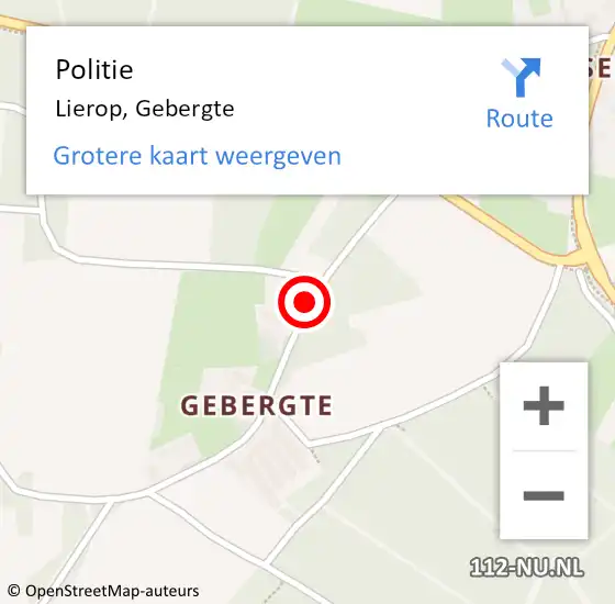 Locatie op kaart van de 112 melding: Politie Lierop, Gebergte op 13 november 2017 17:40