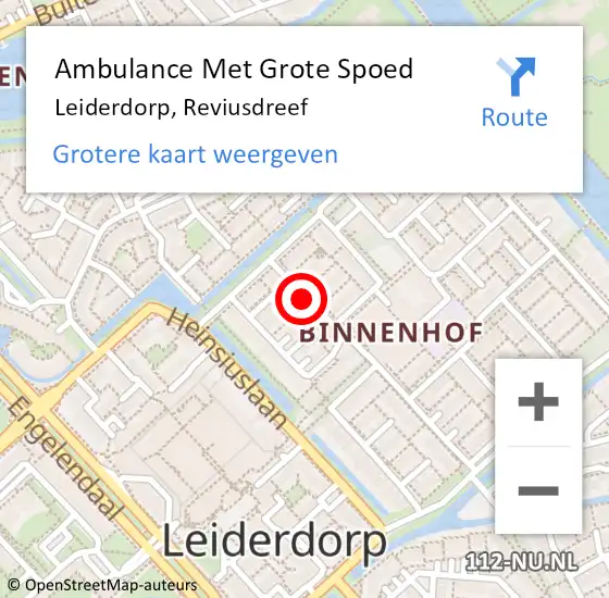 Locatie op kaart van de 112 melding: Ambulance Met Grote Spoed Naar Leiderdorp, Reviusdreef op 13 november 2017 18:18