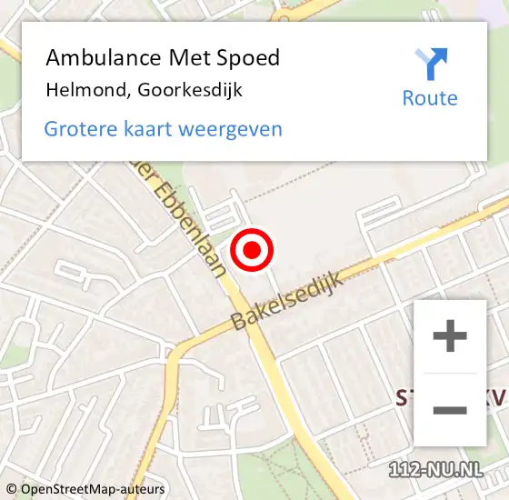Locatie op kaart van de 112 melding: Ambulance Met Spoed Naar Helmond, Goorkesdijk op 13 november 2017 18:53