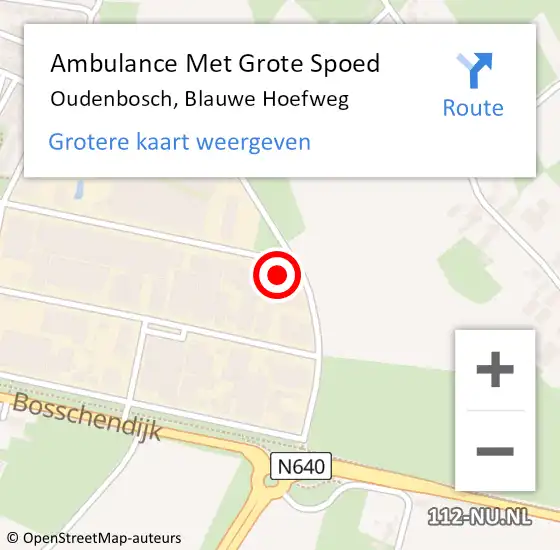 Locatie op kaart van de 112 melding: Ambulance Met Grote Spoed Naar Oudenbosch, Blauwe Hoefweg op 13 november 2017 20:22