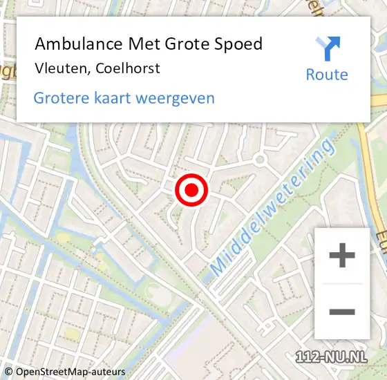 Locatie op kaart van de 112 melding: Ambulance Met Grote Spoed Naar Vleuten, Coelhorst op 13 november 2017 20:29