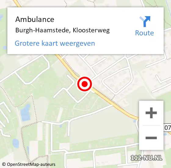 Locatie op kaart van de 112 melding: Ambulance Burgh-Haamstede, Kloosterweg op 13 november 2017 20:29