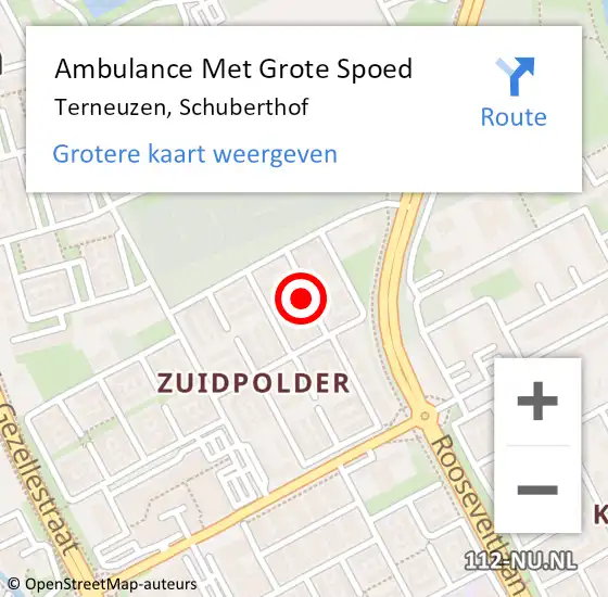 Locatie op kaart van de 112 melding: Ambulance Met Grote Spoed Naar Terneuzen, Schuberthof op 13 november 2017 21:03