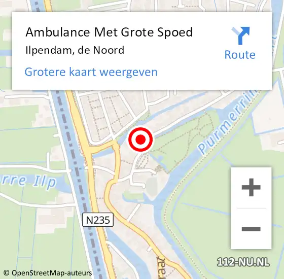 Locatie op kaart van de 112 melding: Ambulance Met Grote Spoed Naar Ilpendam, de Noord op 13 november 2017 22:03