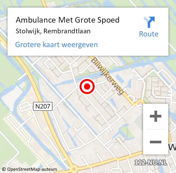 Locatie op kaart van de 112 melding: Ambulance Met Grote Spoed Naar Stolwijk, Rembrandtlaan op 13 november 2017 22:06