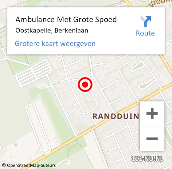 Locatie op kaart van de 112 melding: Ambulance Met Grote Spoed Naar Oostkapelle, Berkenlaan op 13 november 2017 23:18