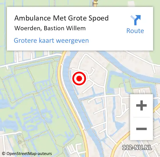 Locatie op kaart van de 112 melding: Ambulance Met Grote Spoed Naar Woerden, Bastion Willem op 13 november 2017 23:20