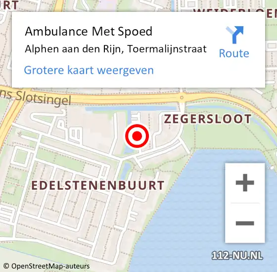 Locatie op kaart van de 112 melding: Ambulance Met Spoed Naar Alphen aan den Rijn, Toermalijnstraat op 13 november 2017 23:32