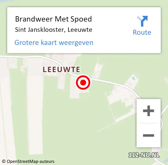 Locatie op kaart van de 112 melding: Brandweer Met Spoed Naar Sint Jansklooster, Leeuwte op 14 november 2017 00:06
