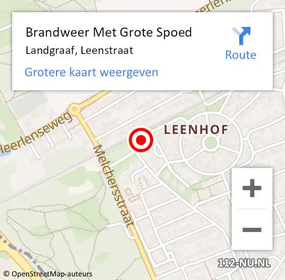 Locatie op kaart van de 112 melding: Brandweer Met Grote Spoed Naar Landgraaf, Leenstraat op 14 november 2017 01:20