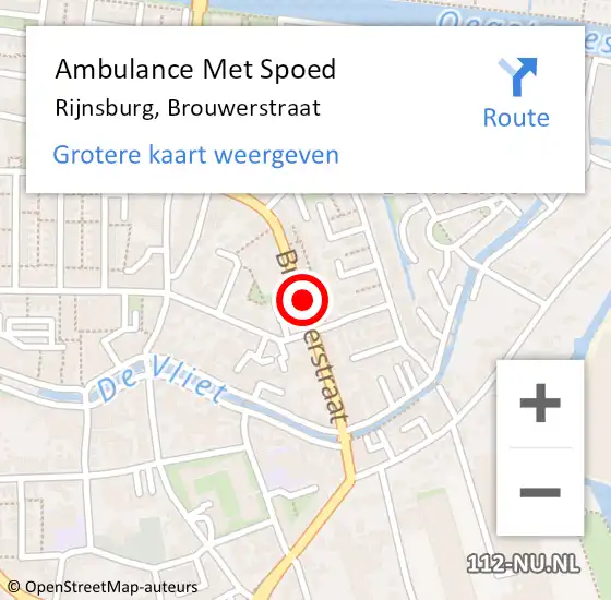 Locatie op kaart van de 112 melding: Ambulance Met Spoed Naar Rijnsburg, Brouwerstraat op 14 november 2017 03:17