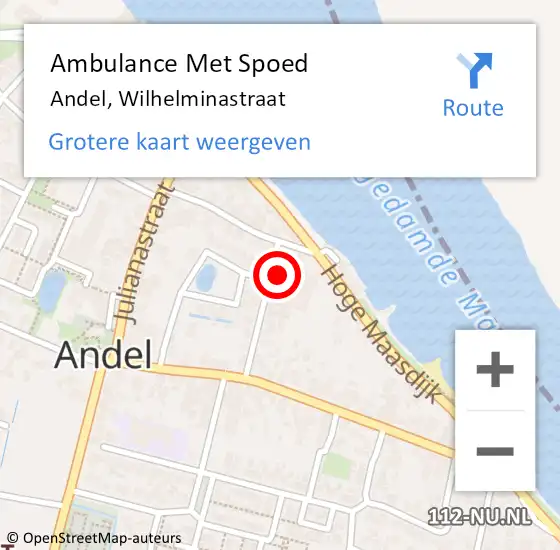 Locatie op kaart van de 112 melding: Ambulance Met Spoed Naar Andel, Wilhelminastraat op 14 november 2017 03:50