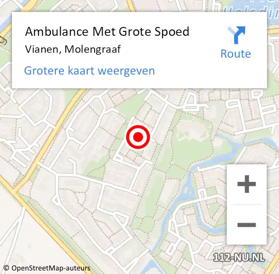 Locatie op kaart van de 112 melding: Ambulance Met Grote Spoed Naar Vianen, Molengraaf op 14 november 2017 03:57