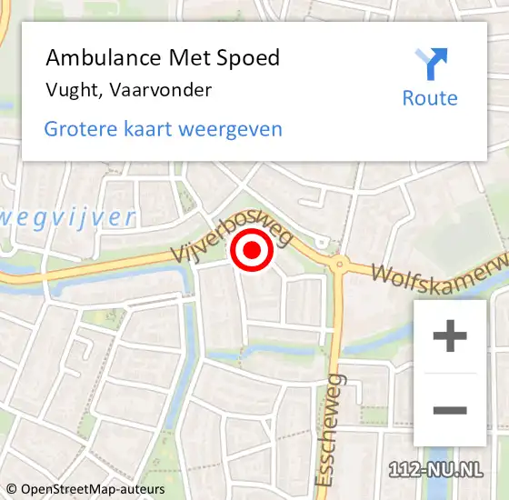 Locatie op kaart van de 112 melding: Ambulance Met Spoed Naar Vught, Vaarvonder op 14 november 2017 04:07