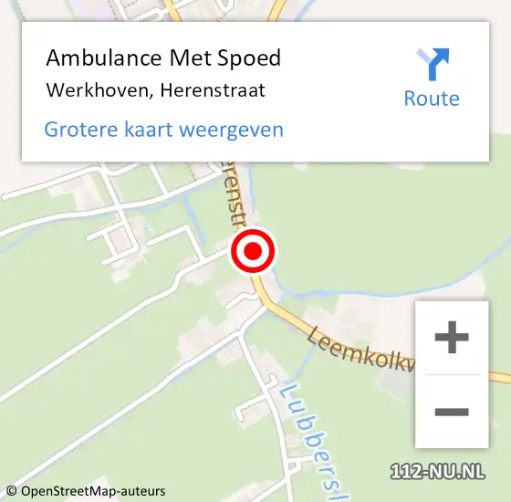 Locatie op kaart van de 112 melding: Ambulance Met Spoed Naar Werkhoven, Herenstraat op 14 november 2017 05:04