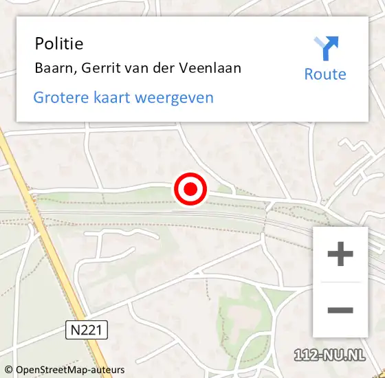 Locatie op kaart van de 112 melding: Politie Baarn, Gerrit van der Veenlaan op 14 november 2017 07:52