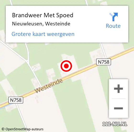 Locatie op kaart van de 112 melding: Brandweer Met Spoed Naar Nieuwleusen, Westeinde op 14 november 2017 08:10