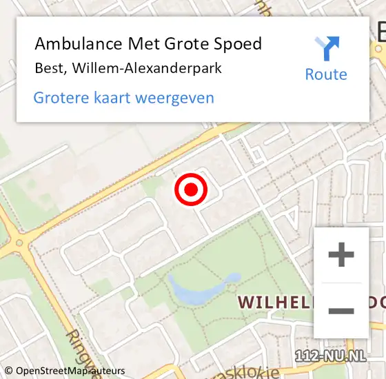 Locatie op kaart van de 112 melding: Ambulance Met Grote Spoed Naar Best, Willem-Alexanderpark op 14 november 2017 08:25