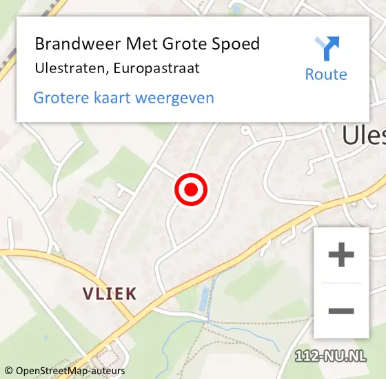 Locatie op kaart van de 112 melding: Brandweer Met Grote Spoed Naar Ulestraten, Europastraat op 14 november 2017 08:33