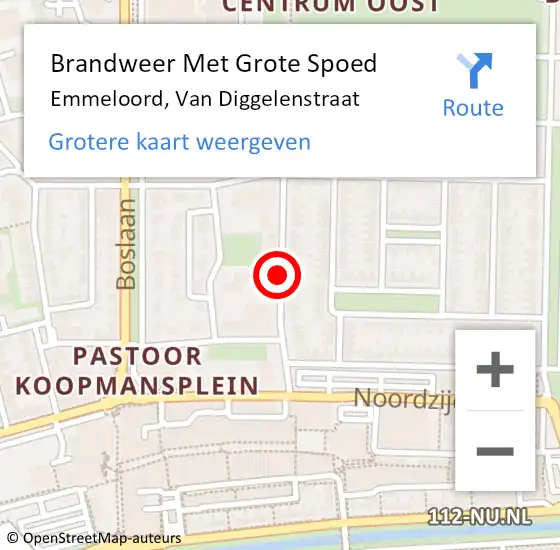 Locatie op kaart van de 112 melding: Brandweer Met Grote Spoed Naar Emmeloord, Van Diggelenstraat op 14 november 2017 08:43