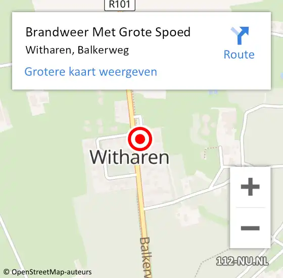 Locatie op kaart van de 112 melding: Brandweer Met Grote Spoed Naar Witharen, Balkerweg op 14 november 2017 09:09