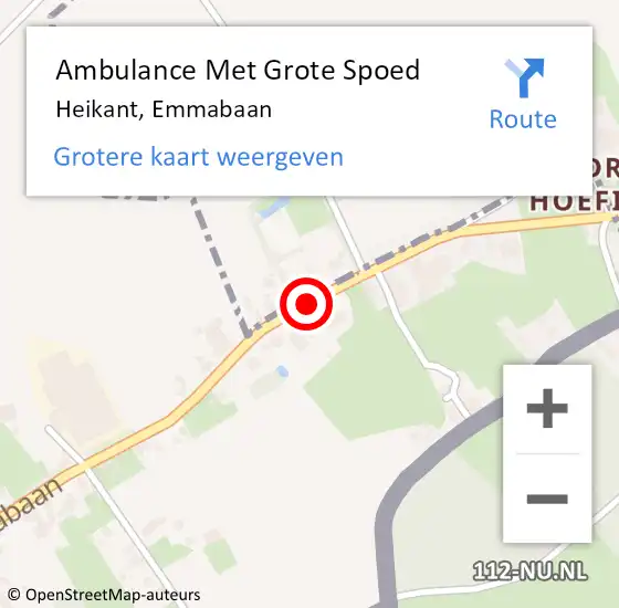 Locatie op kaart van de 112 melding: Ambulance Met Grote Spoed Naar Heikant, Emmabaan op 6 februari 2014 22:23