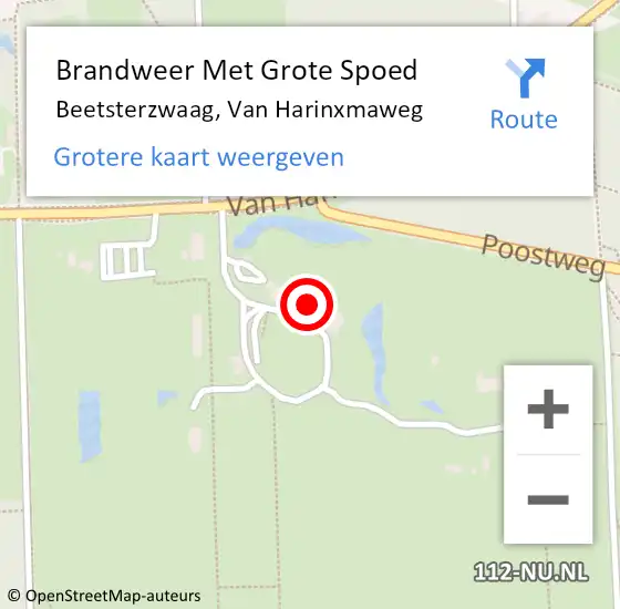 Locatie op kaart van de 112 melding: Brandweer Met Grote Spoed Naar Beetsterzwaag, Van Harinxmaweg op 14 november 2017 10:05