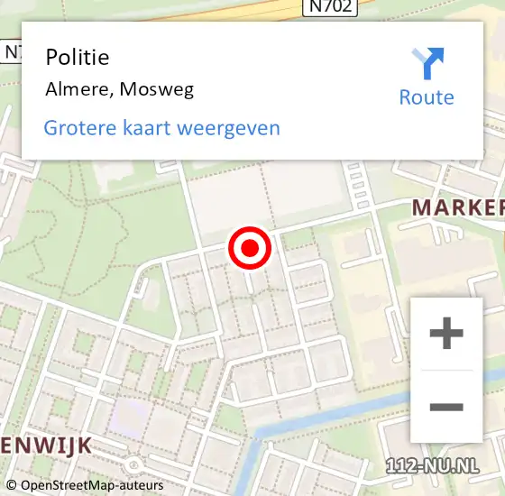 Locatie op kaart van de 112 melding: Politie Almere, Mosweg op 14 november 2017 10:51