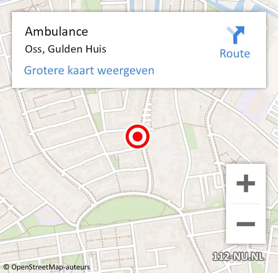 Locatie op kaart van de 112 melding: Ambulance Oss, Gulden Huis op 14 november 2017 11:03