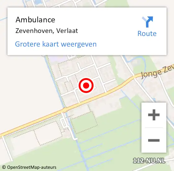 Locatie op kaart van de 112 melding: Ambulance Zevenhoven, Verlaat op 14 november 2017 11:17