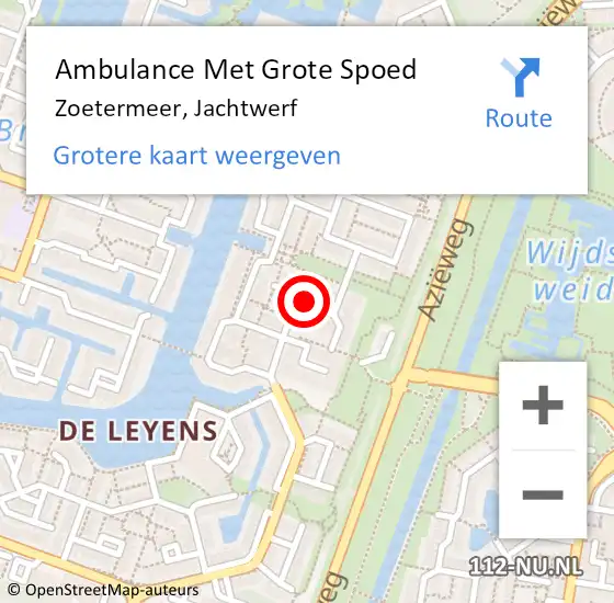 Locatie op kaart van de 112 melding: Ambulance Met Grote Spoed Naar Zoetermeer, Jachtwerf op 14 november 2017 12:26