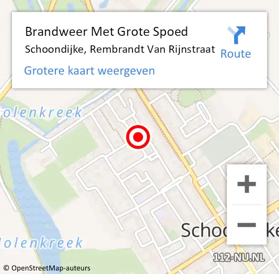 Locatie op kaart van de 112 melding: Brandweer Met Grote Spoed Naar Schoondijke, Rembrandt Van Rijnstraat op 14 november 2017 13:23