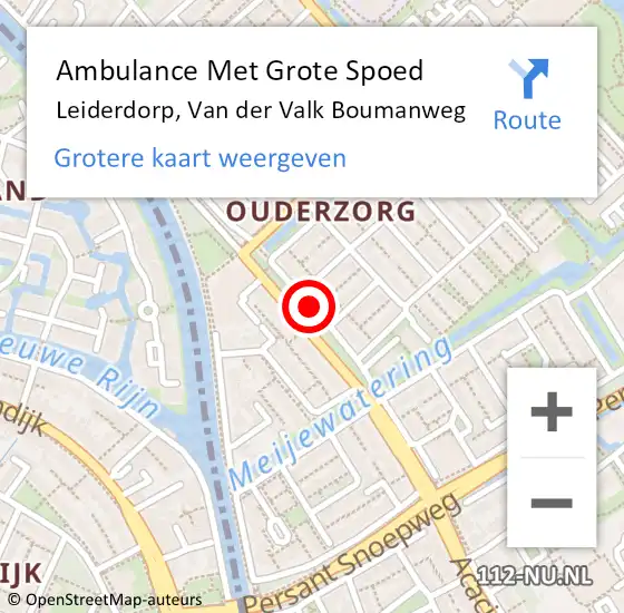 Locatie op kaart van de 112 melding: Ambulance Met Grote Spoed Naar Leiderdorp, Van der Valk Boumanweg op 14 november 2017 13:52