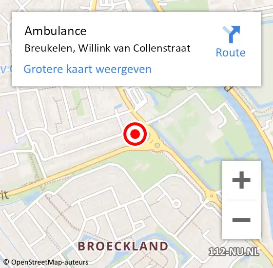 Locatie op kaart van de 112 melding: Ambulance Breukelen, Willink van Collenstraat op 14 november 2017 14:20