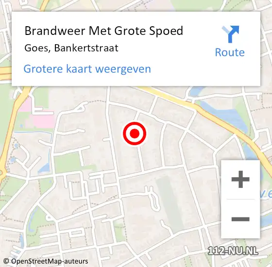 Locatie op kaart van de 112 melding: Brandweer Met Grote Spoed Naar Goes, Bankertstraat op 6 februari 2014 23:23