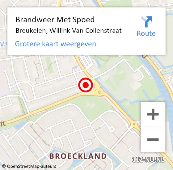 Locatie op kaart van de 112 melding: Brandweer Met Spoed Naar Breukelen, Willink Van Collenstraat op 14 november 2017 14:56
