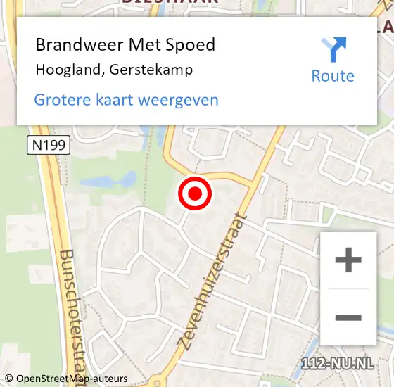 Locatie op kaart van de 112 melding: Brandweer Met Spoed Naar Hoogland, Gerstekamp op 14 november 2017 15:06