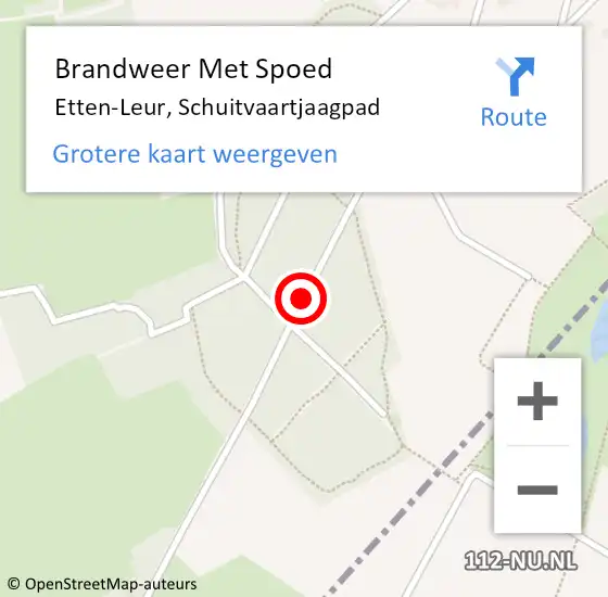 Locatie op kaart van de 112 melding: Brandweer Met Spoed Naar Etten-Leur, Schuitvaartjaagpad op 14 november 2017 16:01