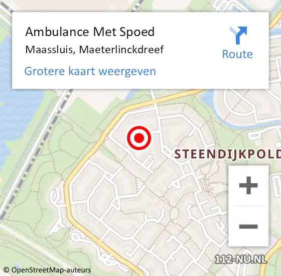 Locatie op kaart van de 112 melding: Ambulance Met Spoed Naar Maassluis, Maeterlinckdreef op 14 november 2017 16:08