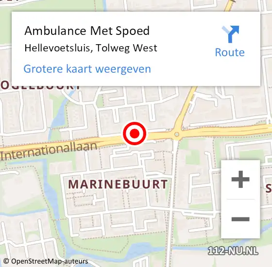 Locatie op kaart van de 112 melding: Ambulance Met Spoed Naar Hellevoetsluis, Tolweg West op 14 november 2017 16:30