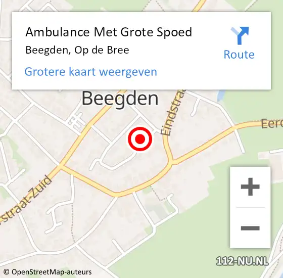 Locatie op kaart van de 112 melding: Ambulance Met Grote Spoed Naar Beegden, Op de Bree op 14 november 2017 16:42