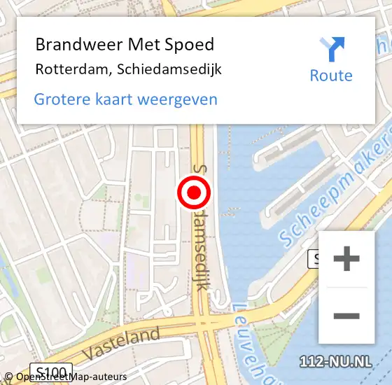 Locatie op kaart van de 112 melding: Brandweer Met Spoed Naar Rotterdam, Schiedamsedijk op 14 november 2017 16:47