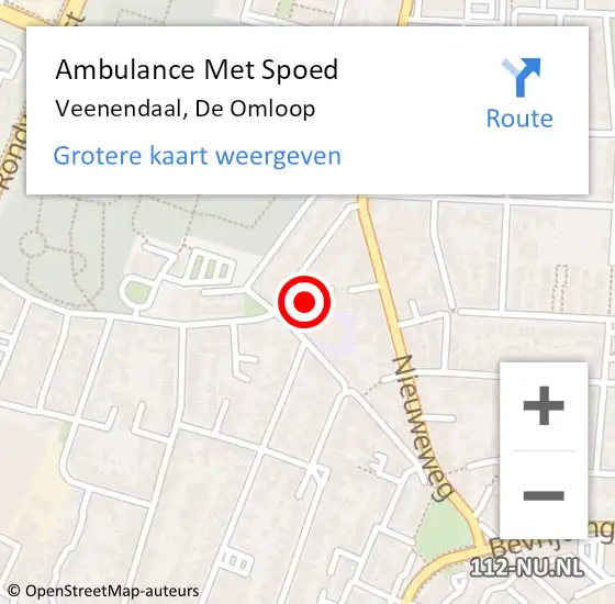 Locatie op kaart van de 112 melding: Ambulance Met Spoed Naar Veenendaal, De Omloop op 14 november 2017 17:37