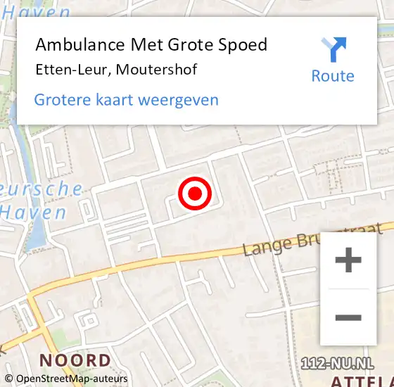 Locatie op kaart van de 112 melding: Ambulance Met Grote Spoed Naar Etten-Leur, Moutershof op 14 november 2017 17:43