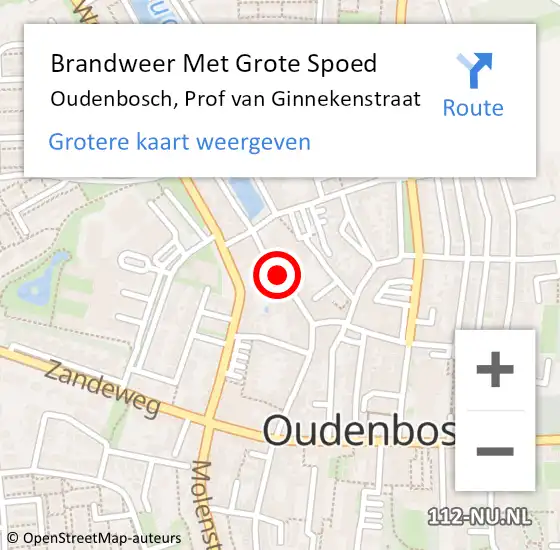 Locatie op kaart van de 112 melding: Brandweer Met Grote Spoed Naar Oudenbosch, Prof van Ginnekenstraat op 14 november 2017 18:01