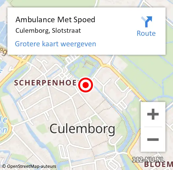 Locatie op kaart van de 112 melding: Ambulance Met Spoed Naar Culemborg, Slotstraat op 14 november 2017 18:18